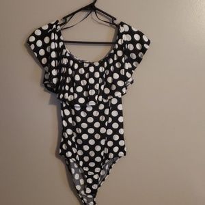 Polka dot ruffle body suit